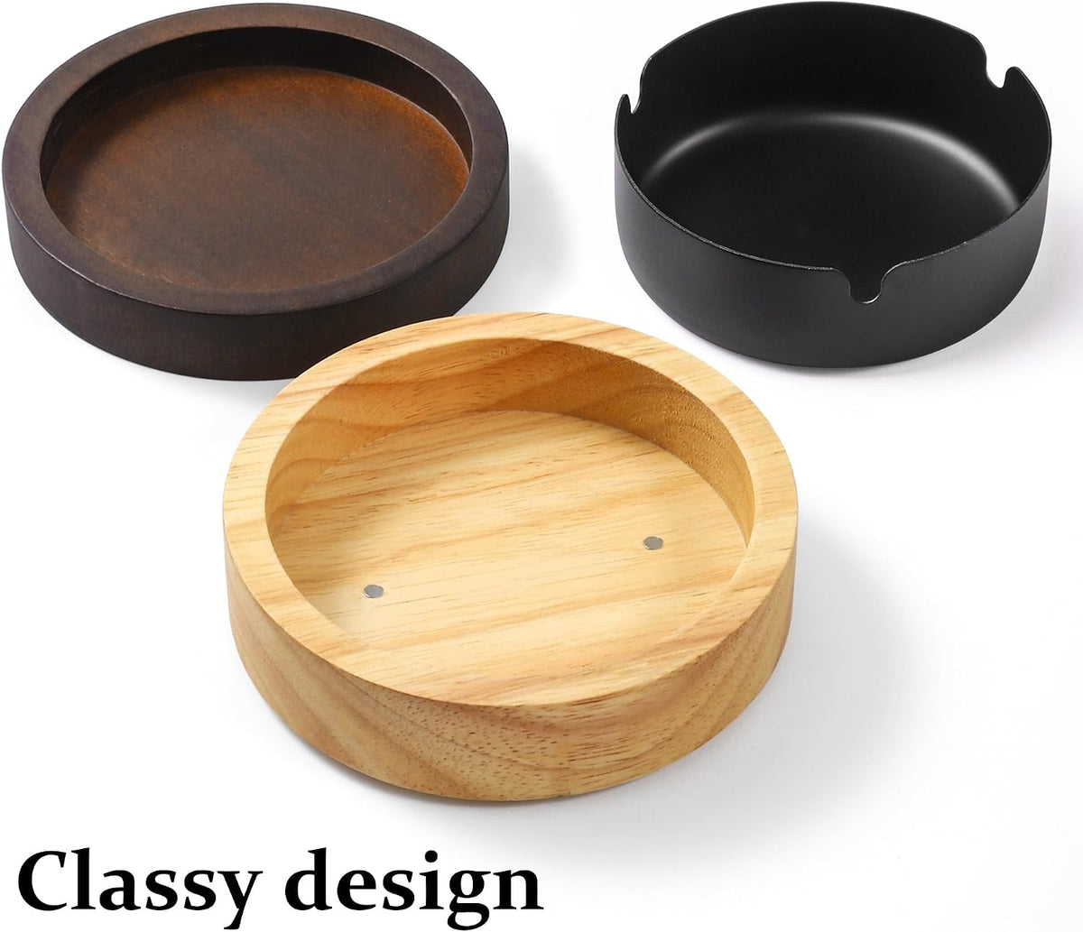 Cenicero lindo para cigarrillos con tapa DDAJJAJ Cenicero de madera...