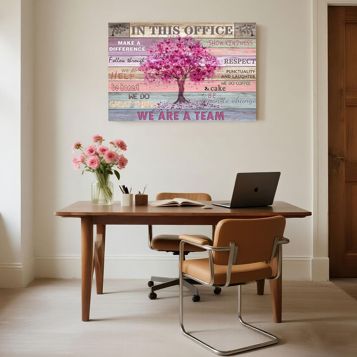 Arte de pared inspiradora rosa para oficina, mujeres, citas motivac...