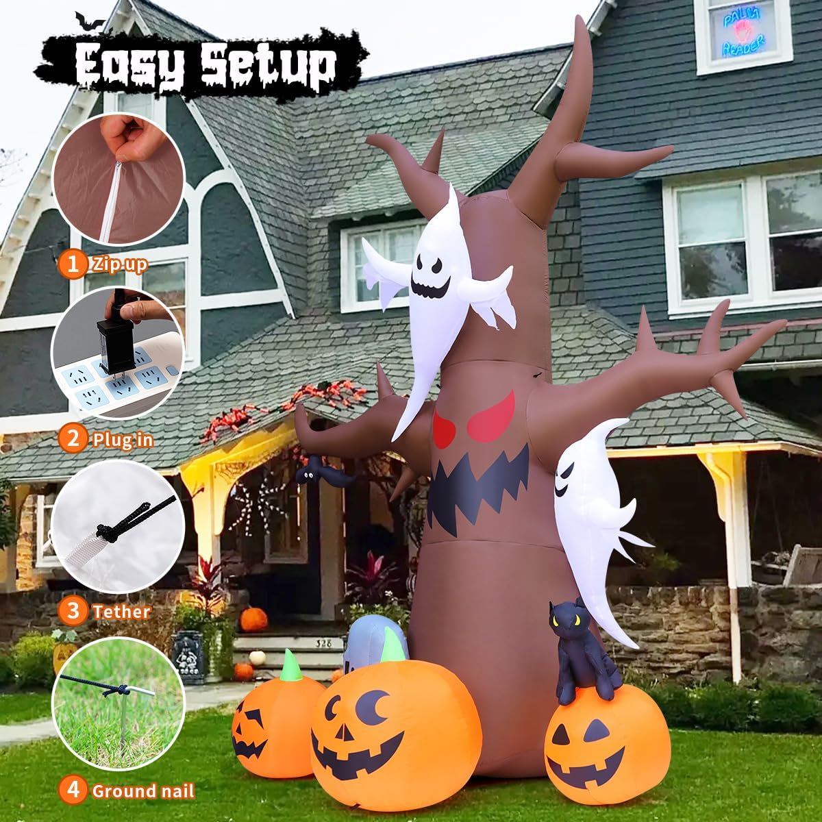 GOOSH Árbol inflable de Halloween de 12 pies para decoración al air...