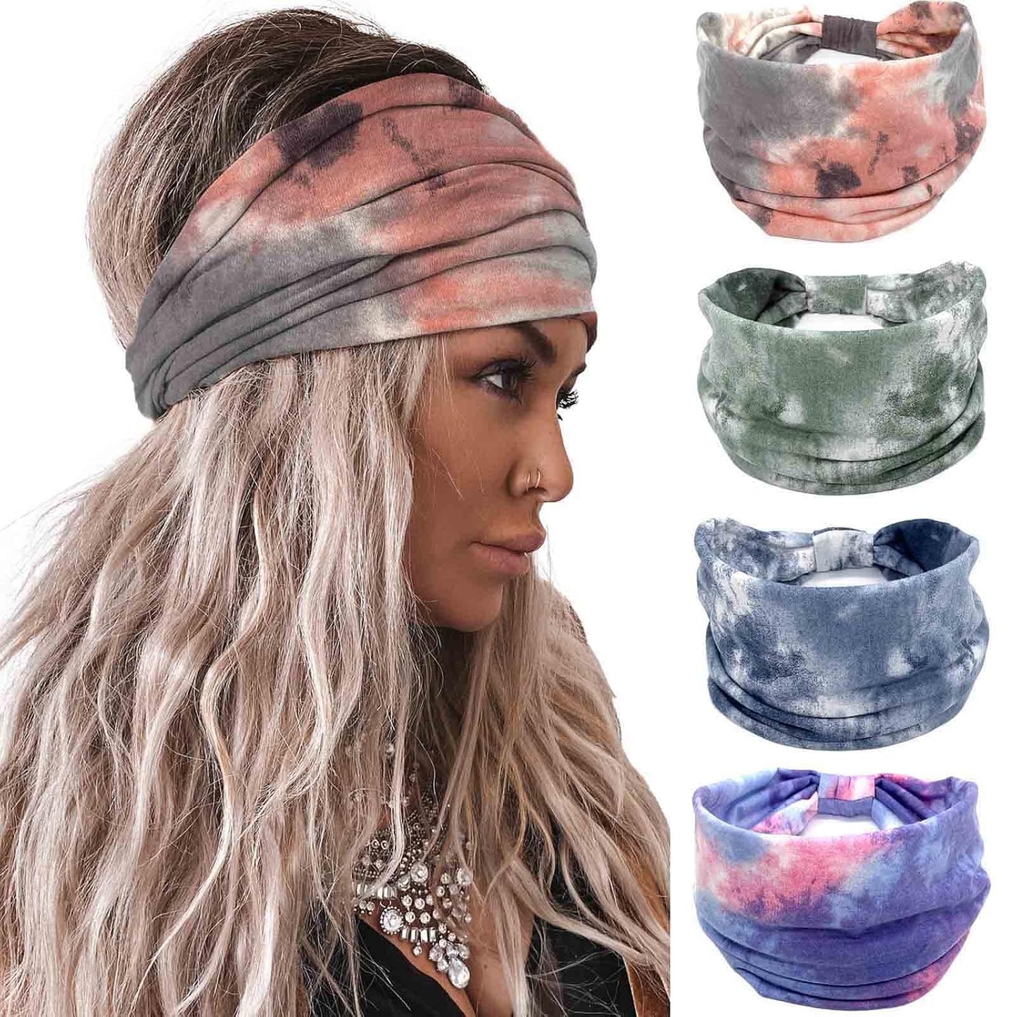 Acenail Diademas Anchas para Mujeres Turbante Anudado Diadema Elást...