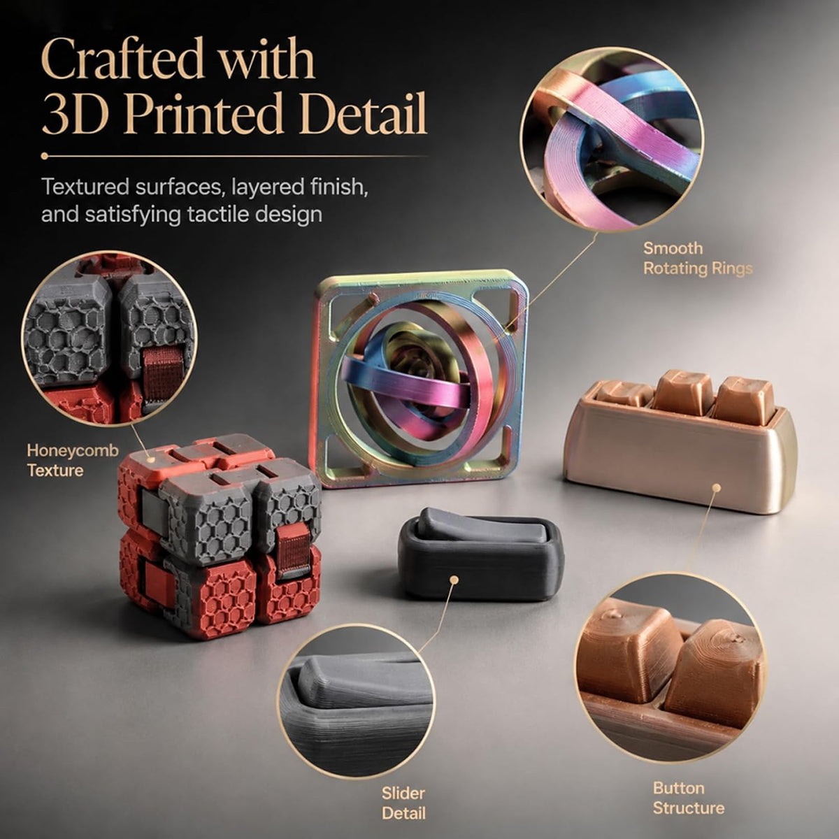 MIZPLAY Juguetes sensoriales impresos en 3D, herramienta sensorial...