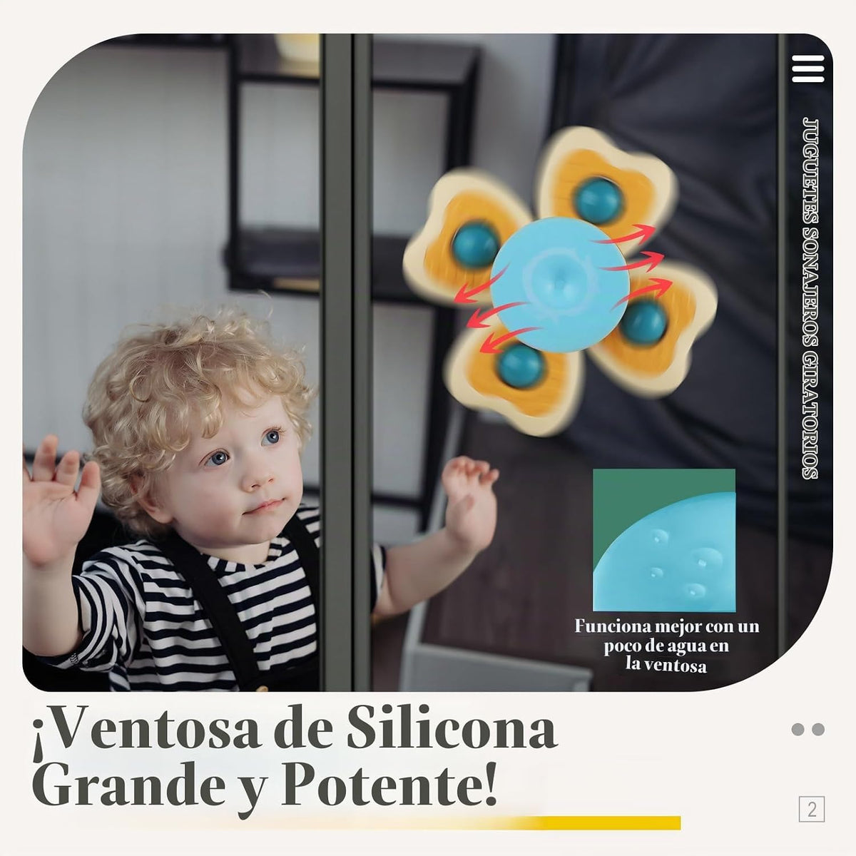 3 piezas Juguetes giratorios de ventosa para niños y niñas de 1 a 2...