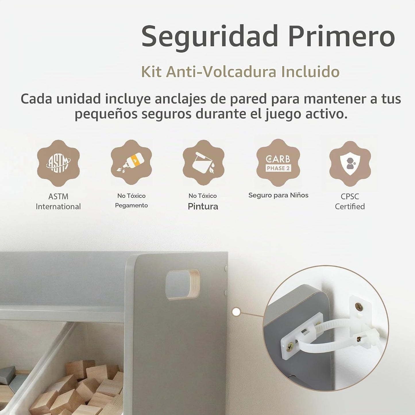 Humble Crew Organizador de juguetes para niños con estante de exhib...