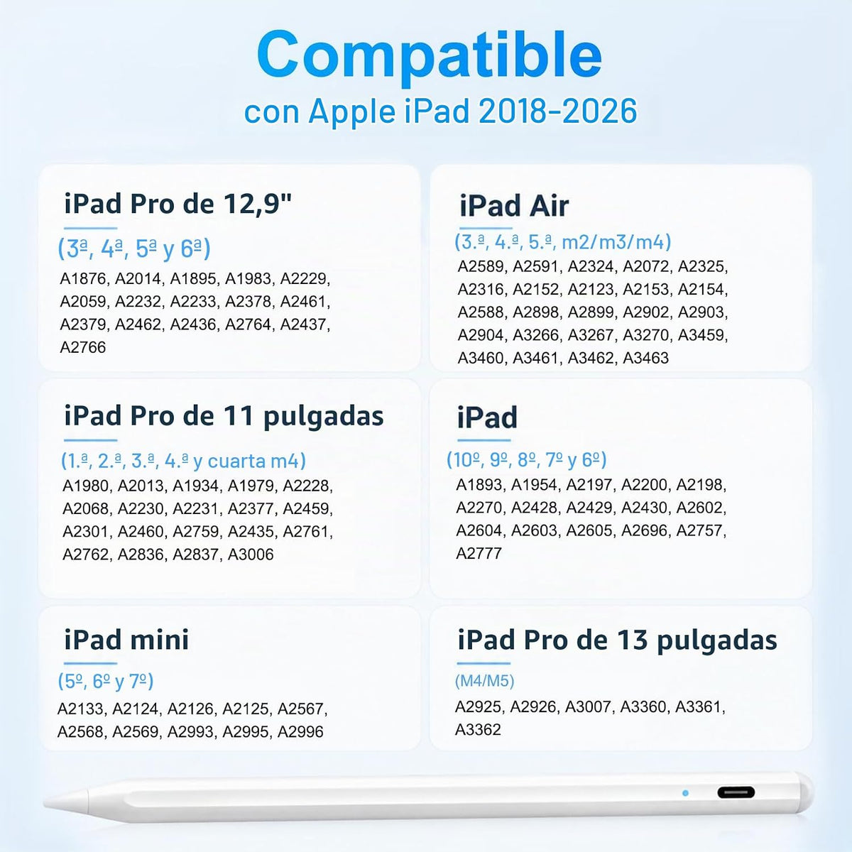 Lápiz capacitivo para iPad Apple: Carga rápida para lápiz de Apple...