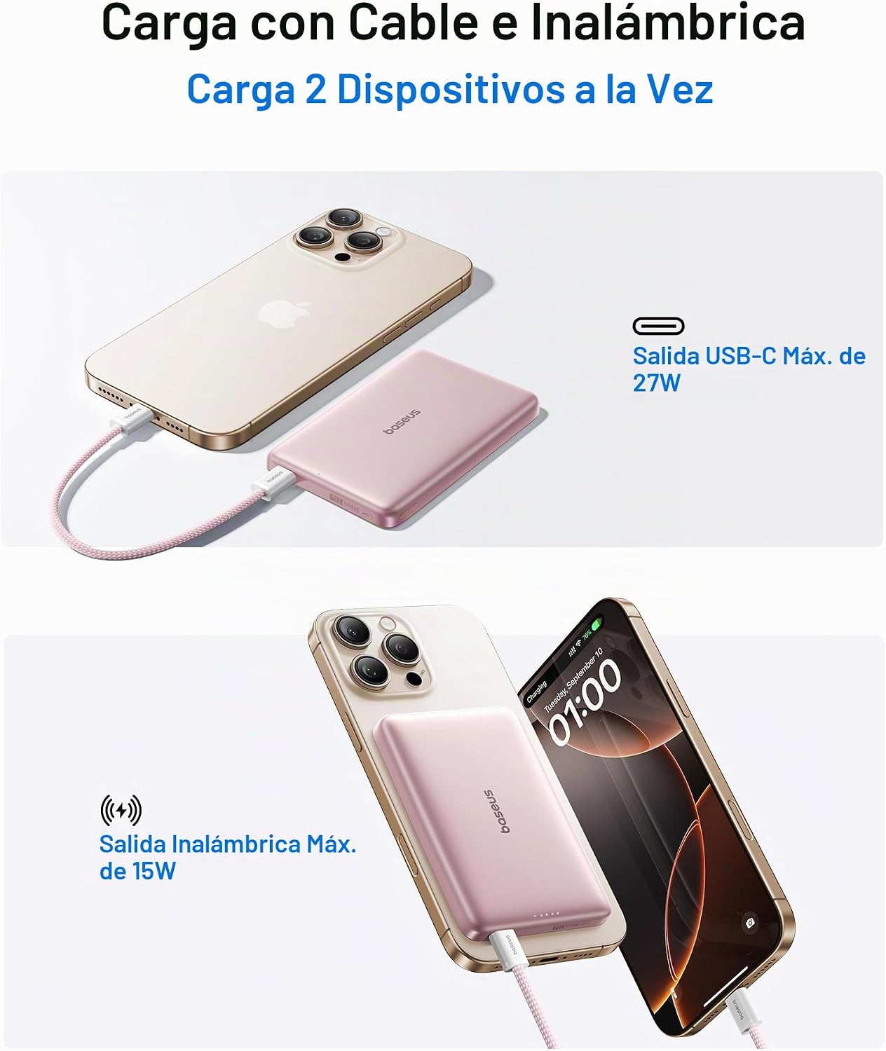Baseus Picogo - Cargador portátil Magsafe, Qi2 15 W 0.5 pulgadas, u...