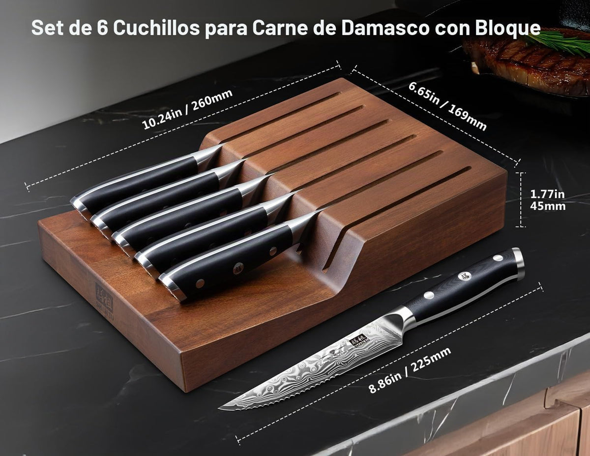 Juego de 7 cuchillos para carne SHAN ZU, juego de cuchillos para ca...