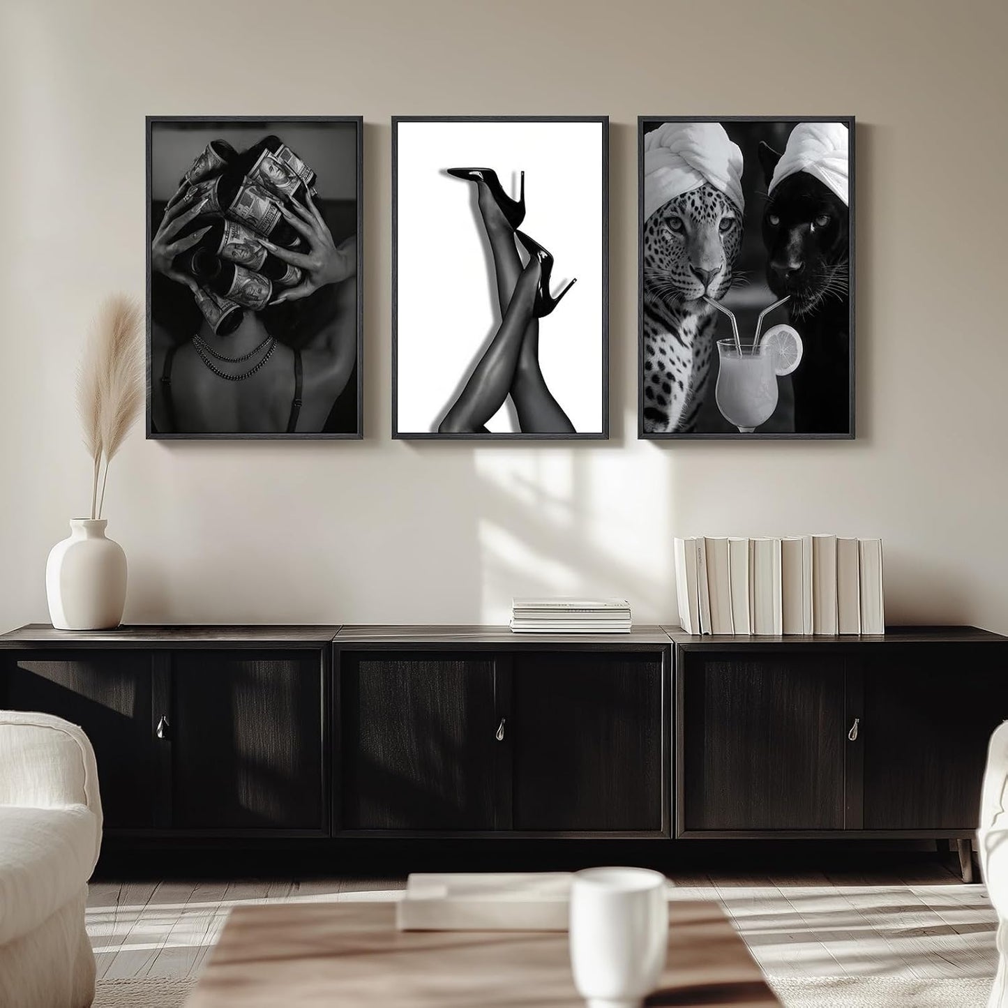 3 piezas de arte de pared de lona con diseño de leopardo moderno en...