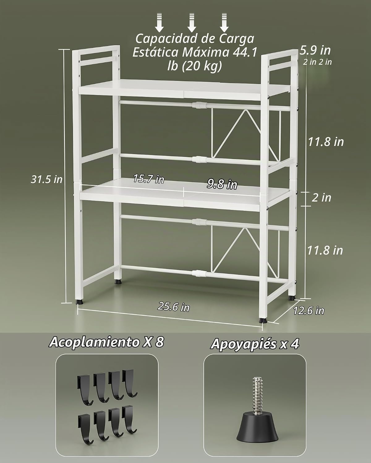NETEL Soporte de microondas expandible de 3 niveles, estante para h...