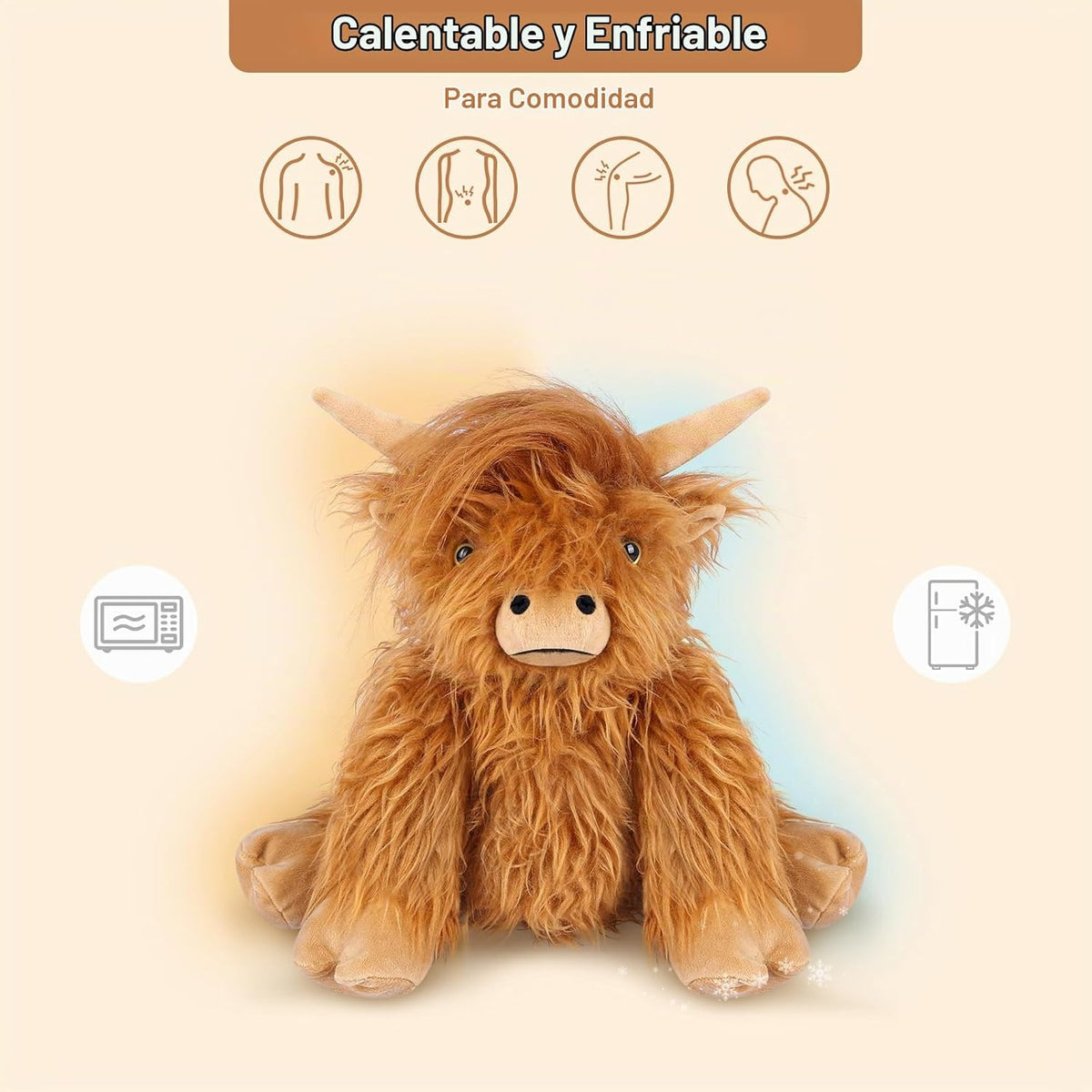 SuzziPals 2 Piezas de Peluche de Vaca Highland Calentable y Enfriab...