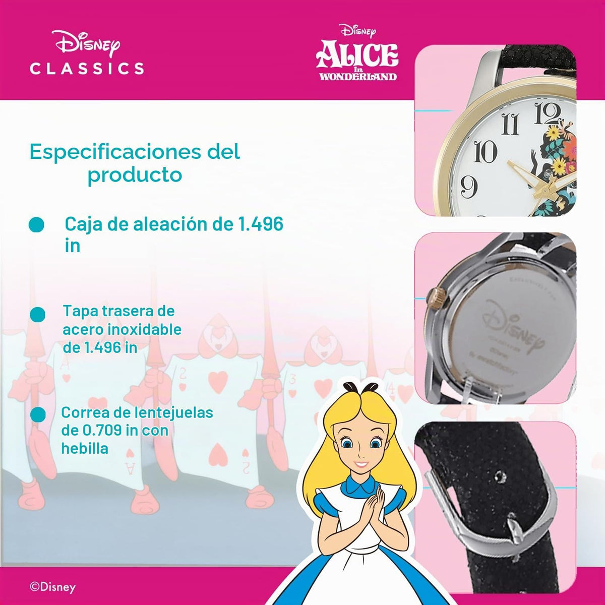 Disney Reloj de cuarzo analógico deportivo casual para adultos