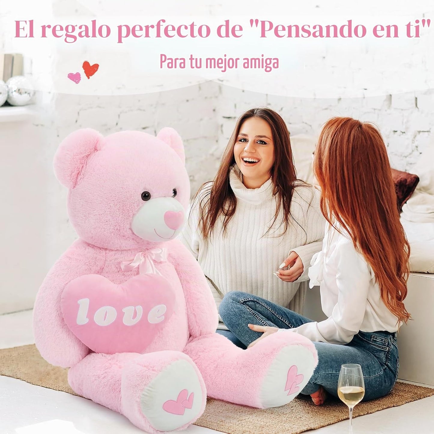 MorisMos Oso de peluche gigante en forma de corazón de 51 pulgadas,...