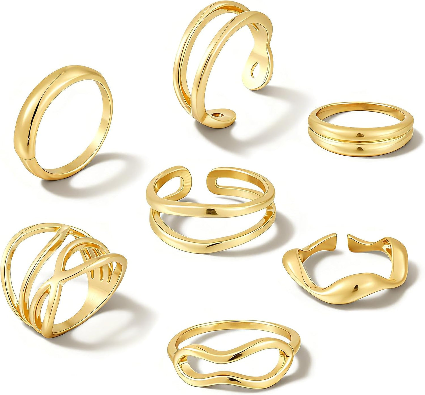FAXHION Juego de 25 anillos apilables de oro para mujer, anillo de...