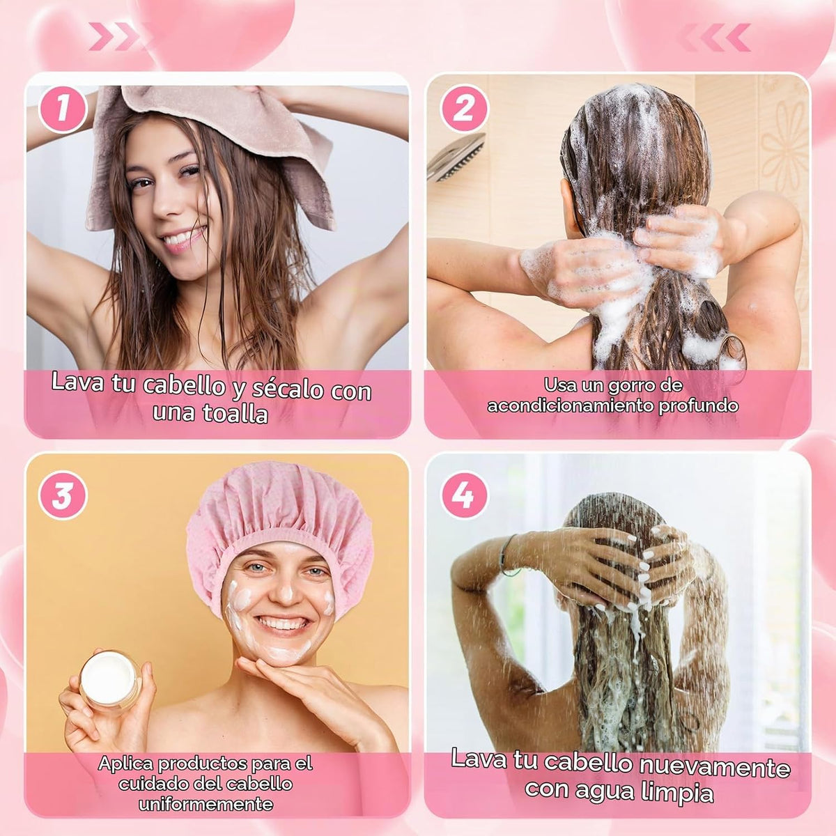 2 gorras de tratamiento de aceite caliente para el cabello de la se...