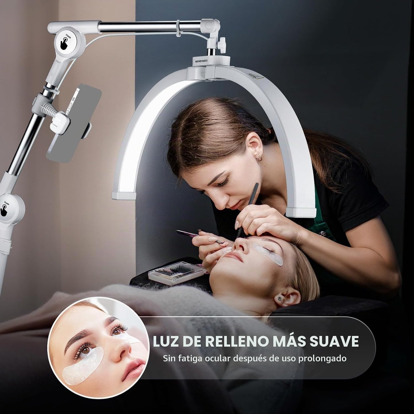 NEEWER Basics Luz de Pestañas de Media Luna de 22" con Soporte...