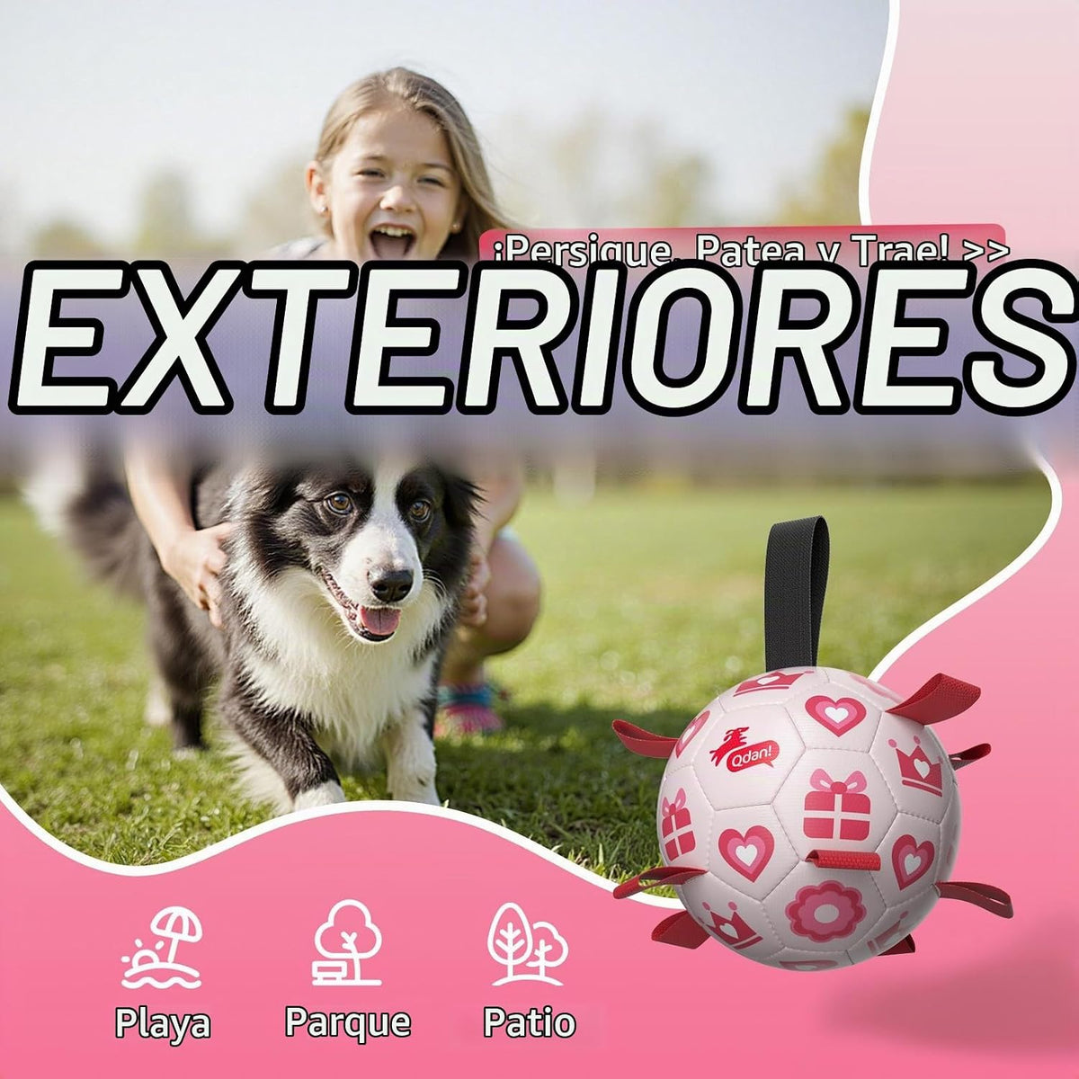 QDAN Juguetes para perros de regalo de San Valentín, pelota de fútb...