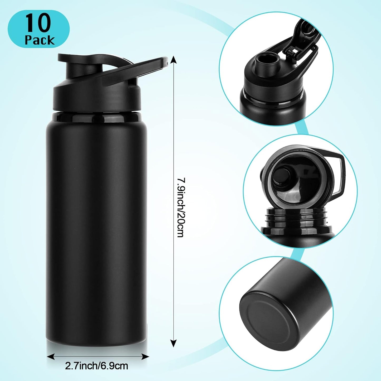 LYDTICK Paquete de 10 botellas de agua a granel, botella de agua de...