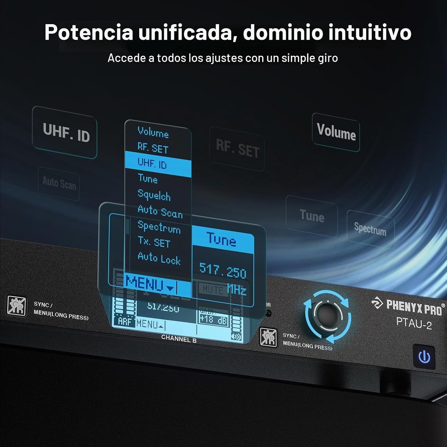 Phenyx Pro Sistema de Micrófono Inalámbrico de Doble Canal, Micrófo...