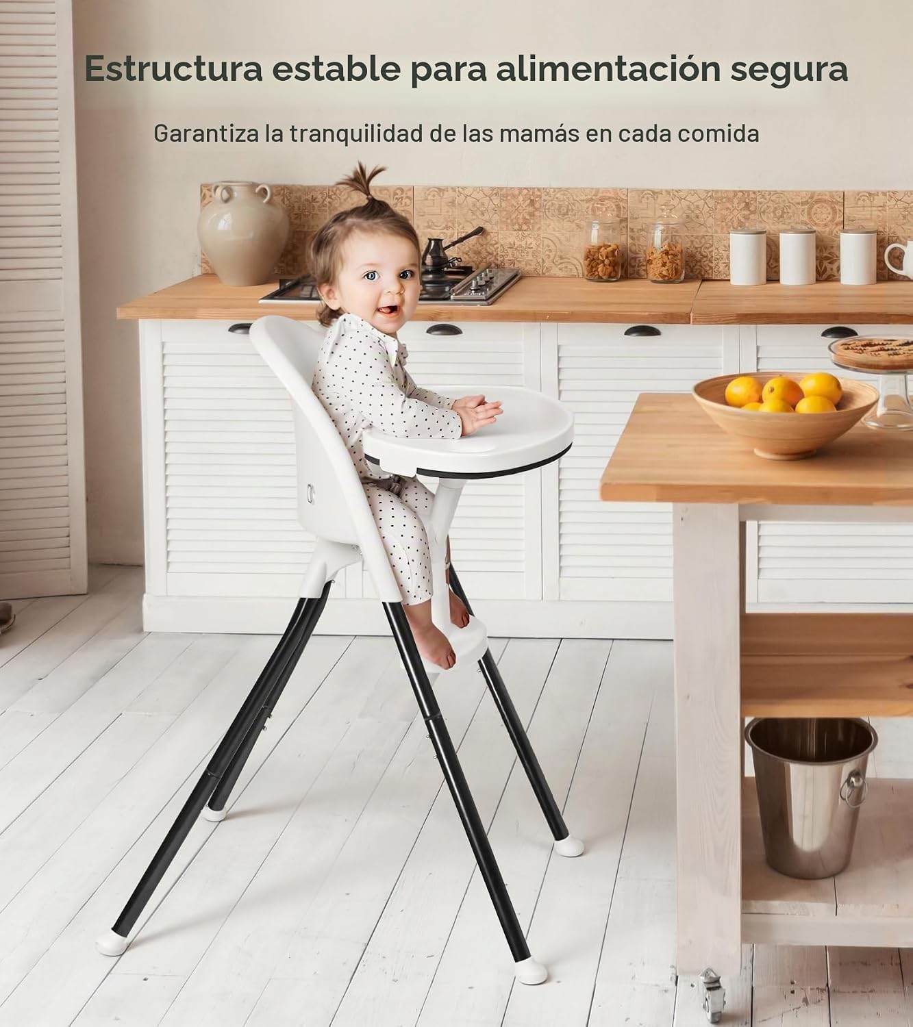 Mallify Silla alta plegable, silla alta portátil para bebé que ahor...