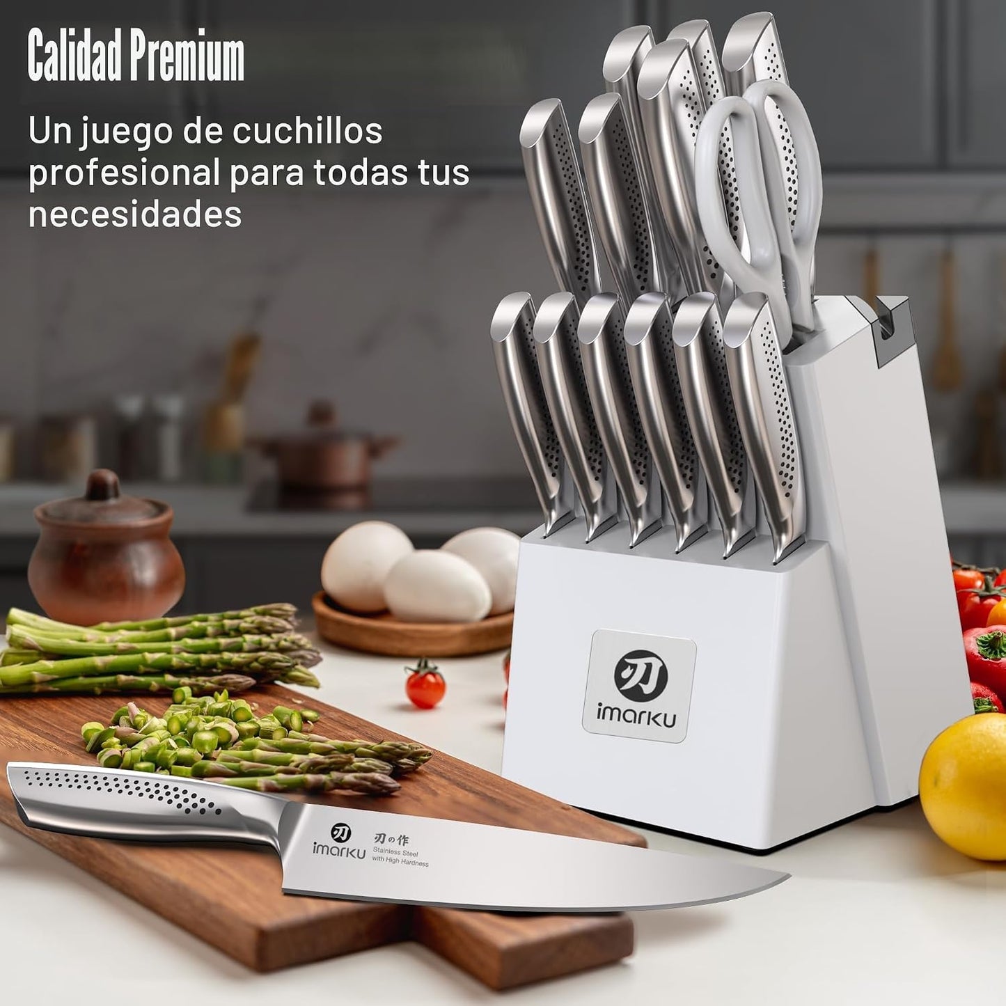 imarku® Juego de Cuchillos, Acero Inoxidable HC Japonés, Juego de C...