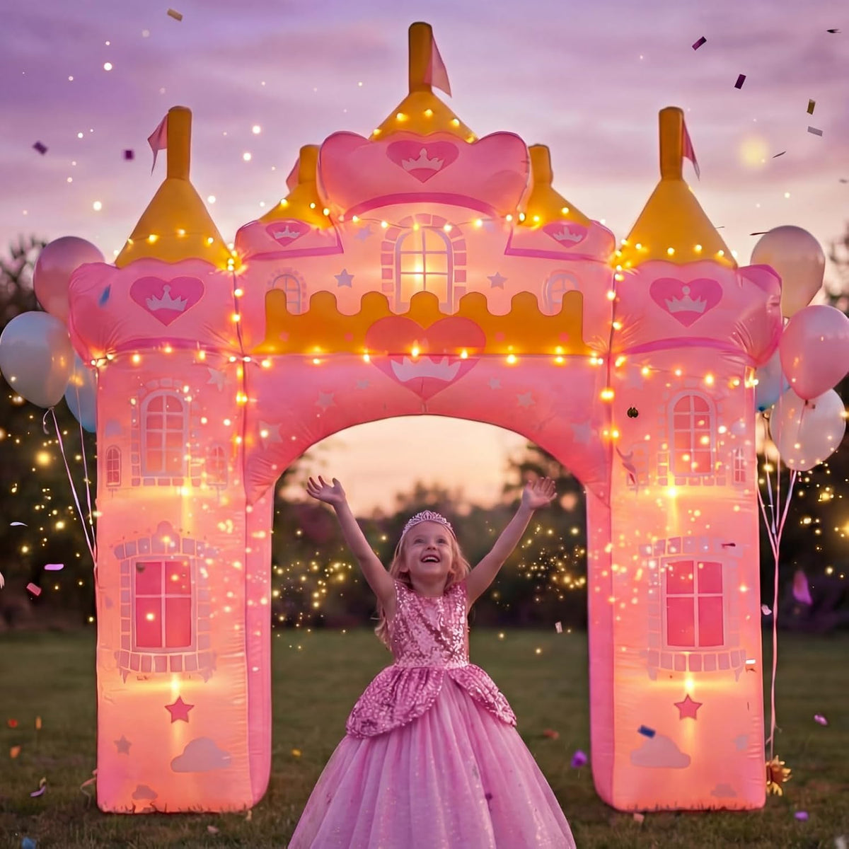 Crowye Arco inflable de princesa de 10 pies, decoración al aire lib...