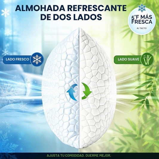 Juego de 2 almohadas refrescantes tamaño King, almohadas de espuma...