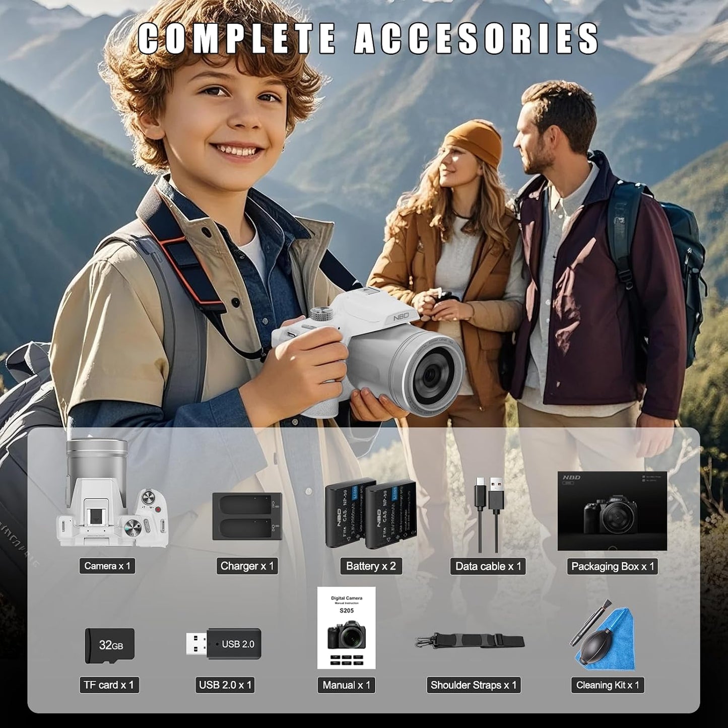 Cámara digital 5K 64MP para fotografía (blanco) | Enfoque automátic...