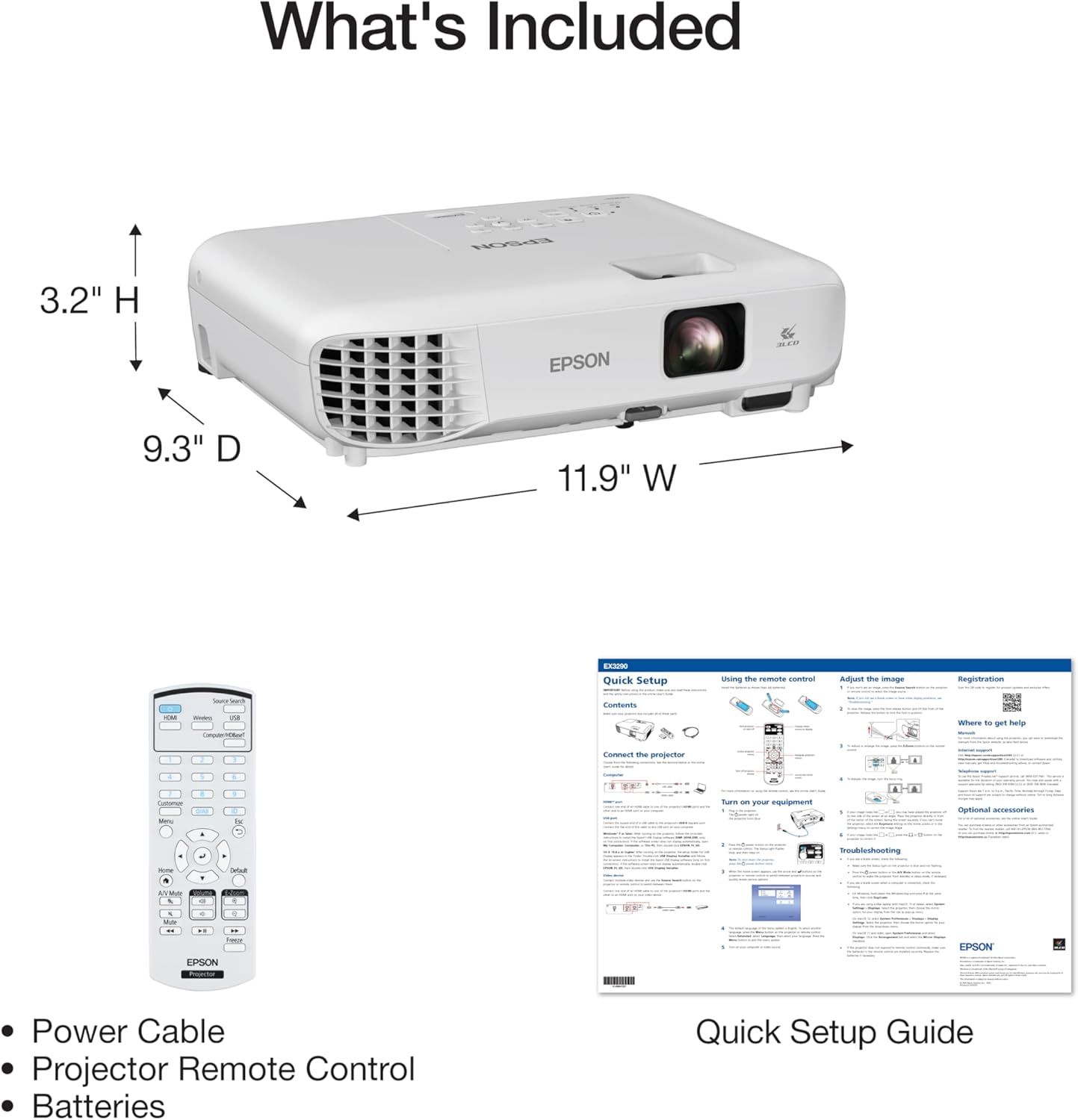 Epson EX3290 Proyector 3LCD WXGA de 3 chips, 4,000 lúmenes de alto...