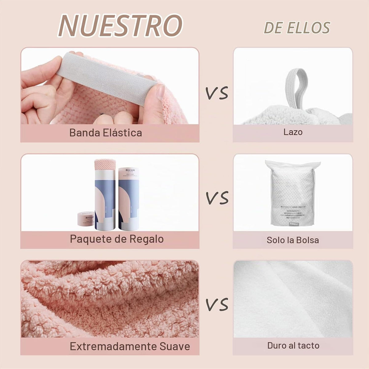 BYCOO Toalla de microfibra para el cabello para mujer, antiencrespa...