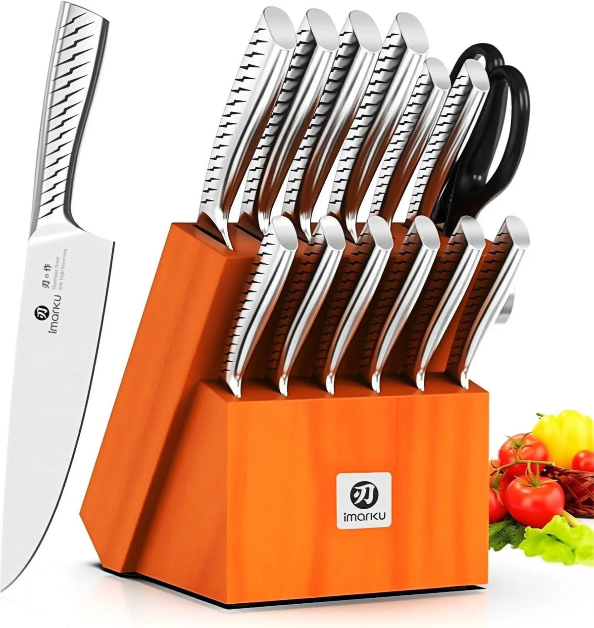 imarku® Juego de cuchillos, juego de 14 piezas para cocina con bloq...
