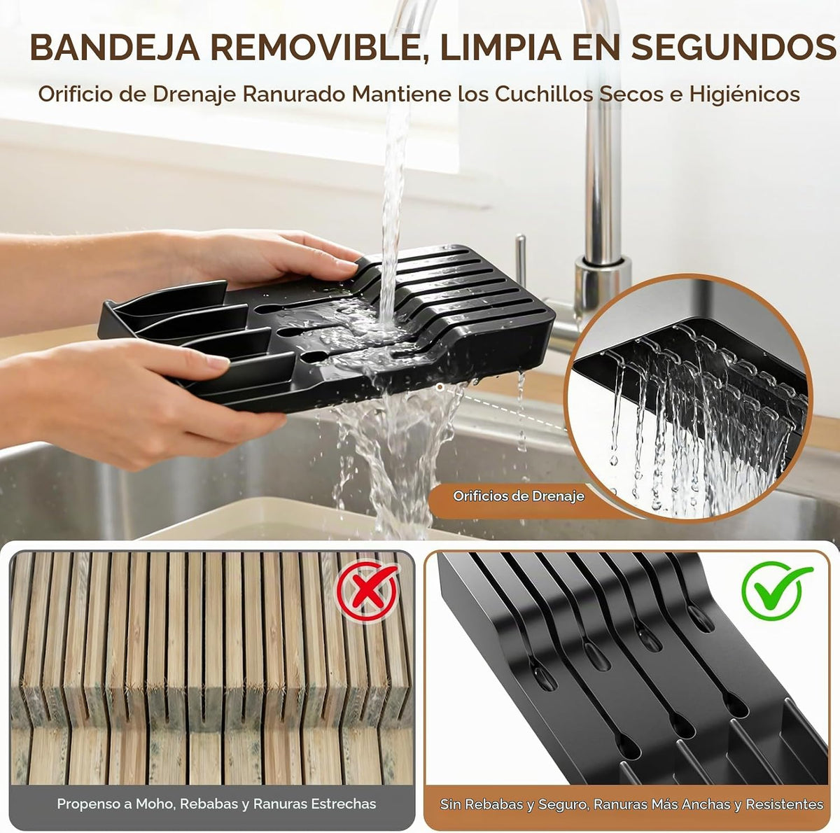 MAD SHARK Juego de 8 cuchillos de cajón con organizador, juegos de...