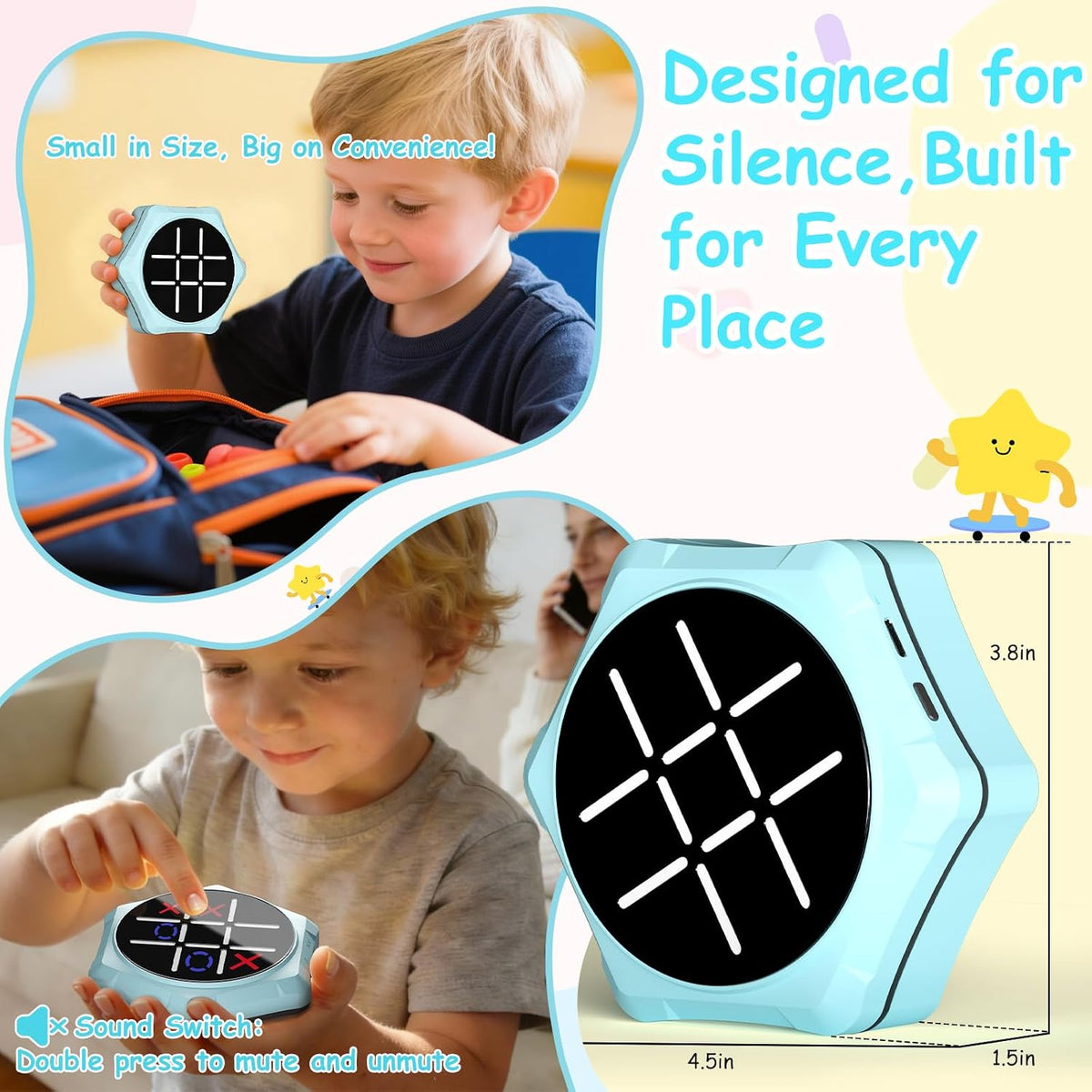 VDPDO Juego electrónico de Tic Tac Toe, 5 en 1 eléctrico Tic Tac To...
