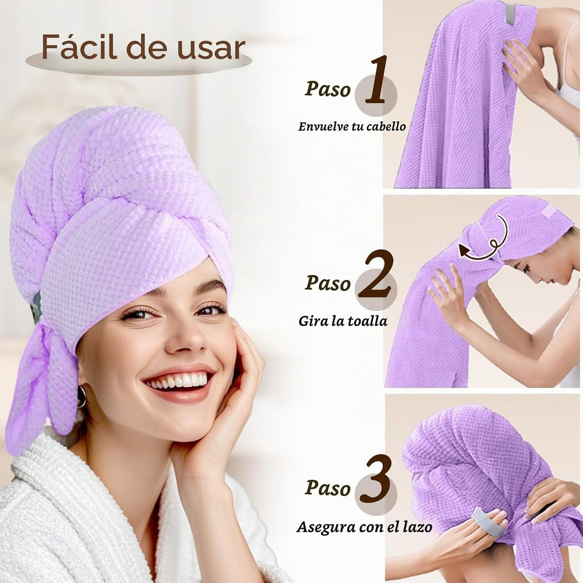 Netcken Toalla Grande de Microfibra para el Cabello para Mujeres, S...