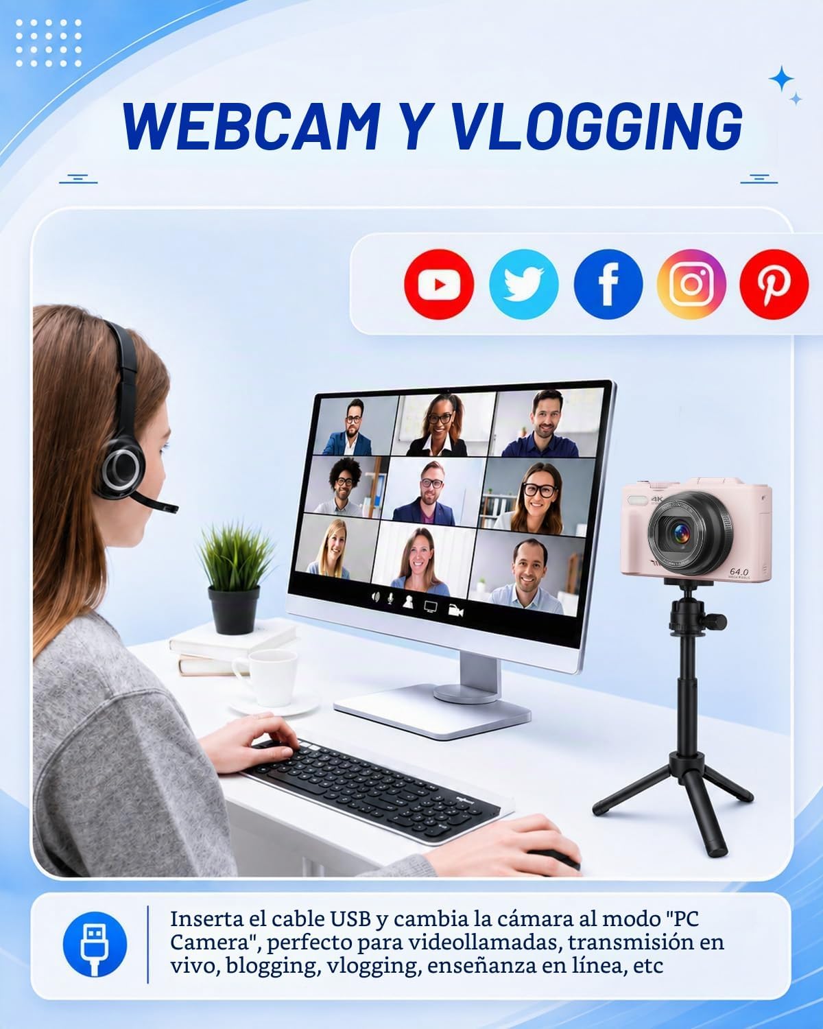 ULPTXOO Cámara digital 4K para principiantes y adolescentes, cámara...