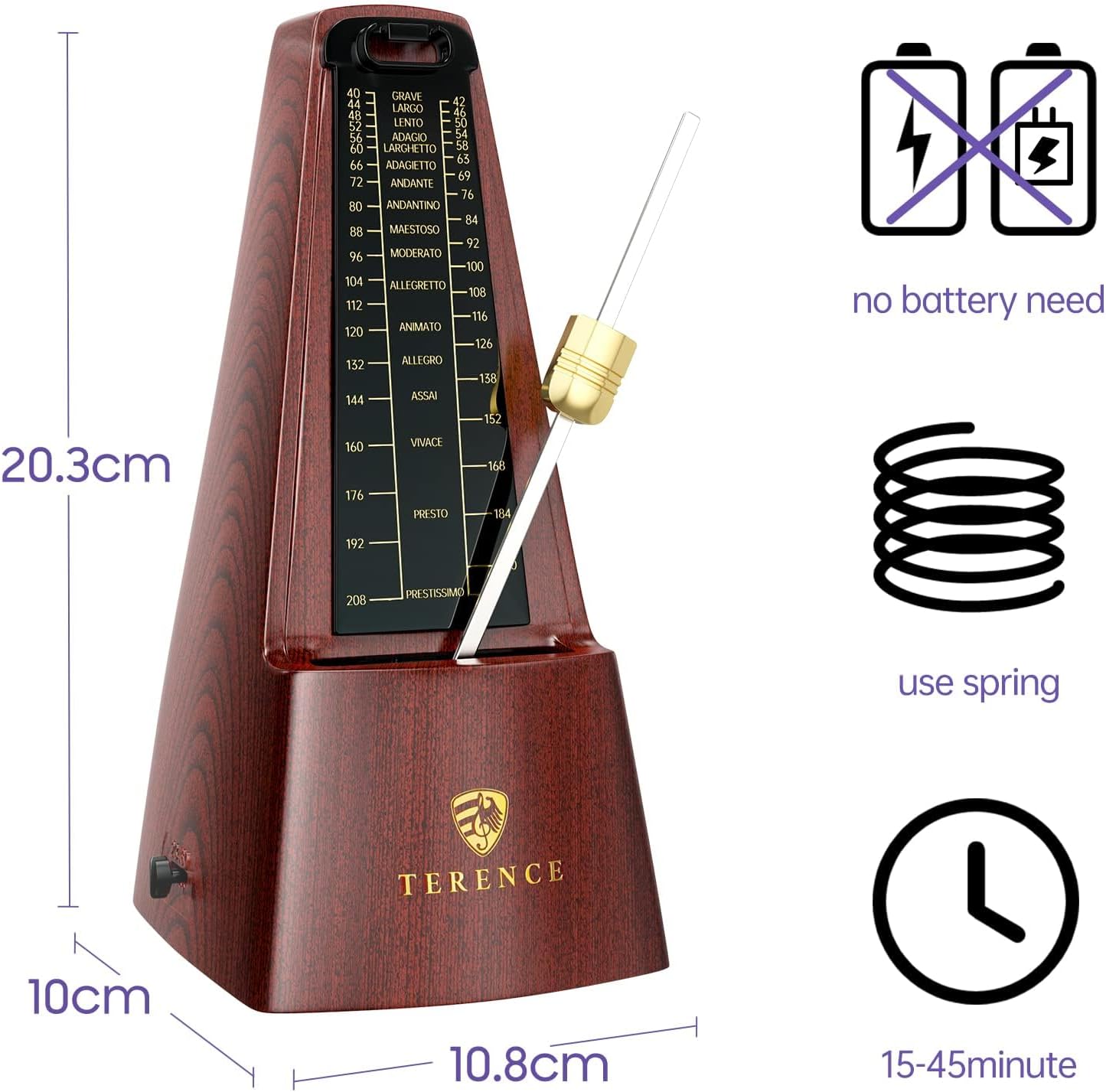 Metrónomos mecánicos para piano, guitarra, violín, bajo, batería y...