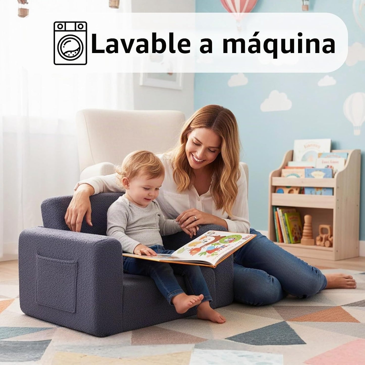 Tiita Sofá para niños, sillas infantiles 2 en 1, sofá convertible p...