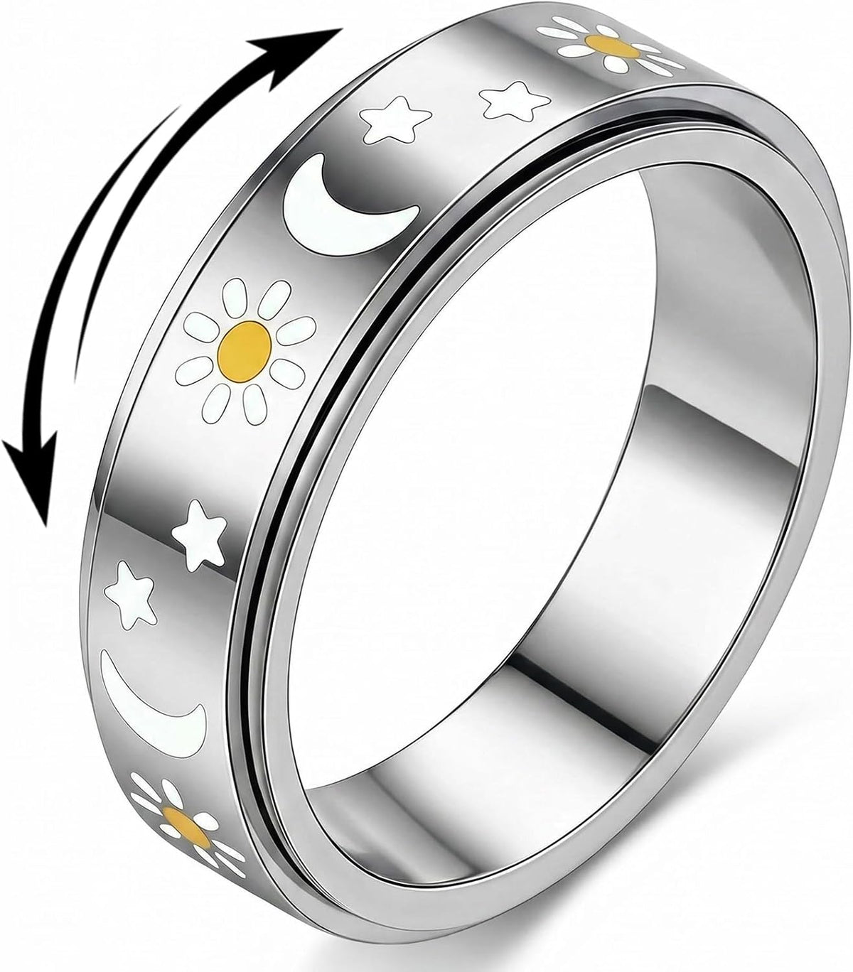 Anillo giratorio silencioso de acero inoxidable para mujer, regalo...