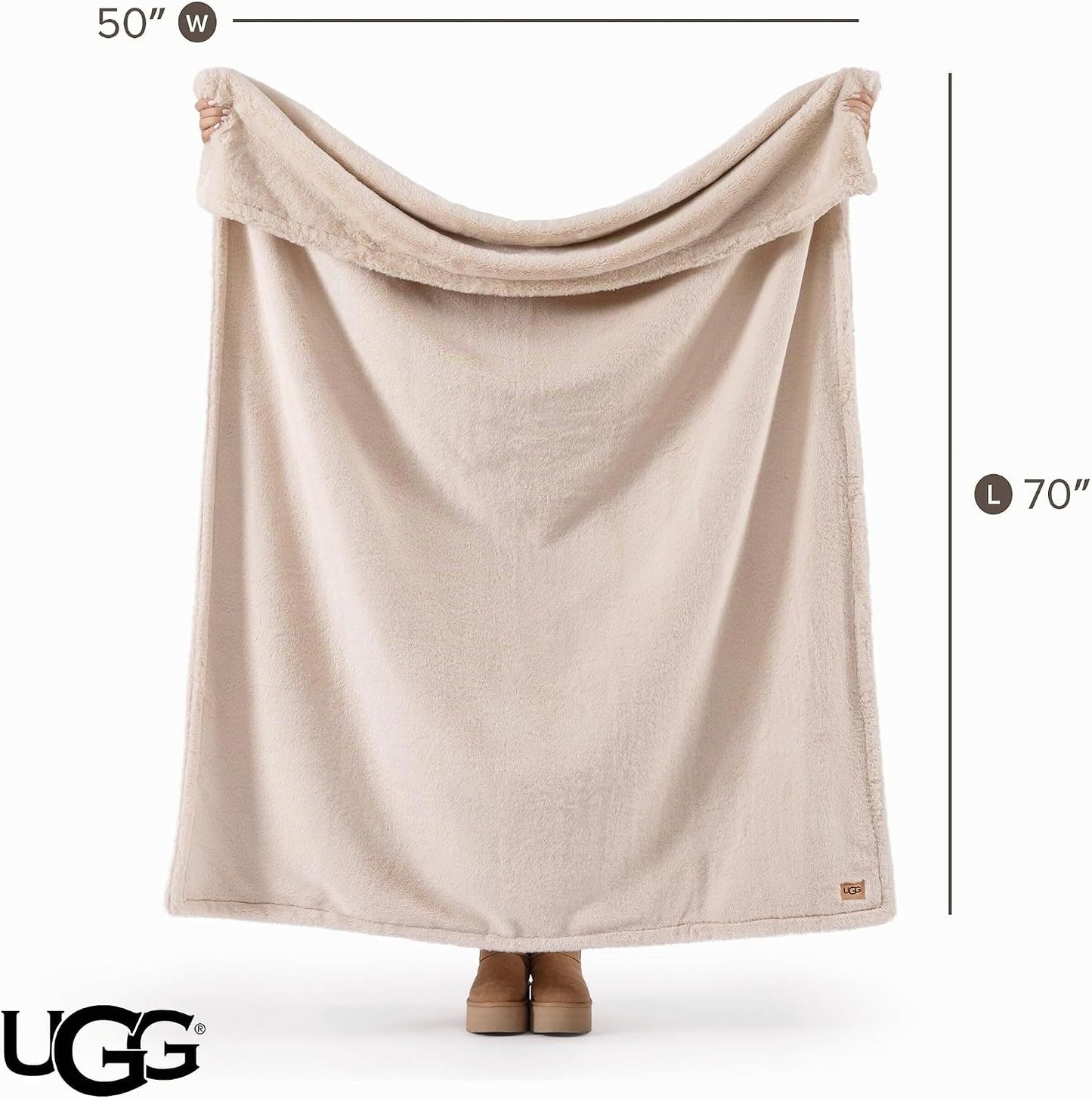 UGG Marcella - Manta para sofá, 50 x 70 pulgadas, color crema (aren...