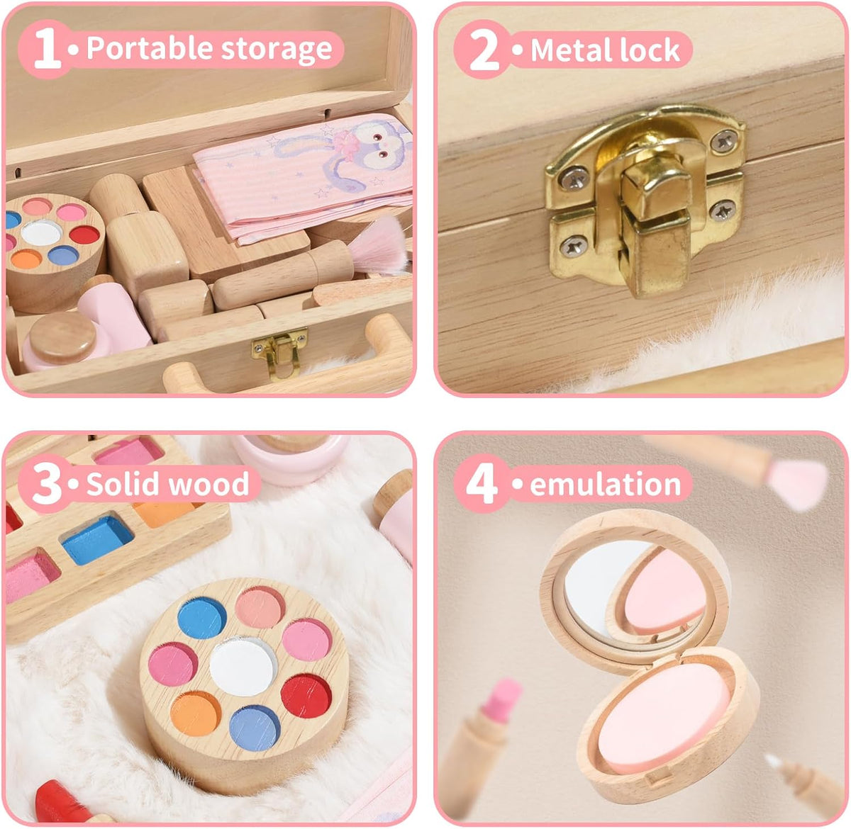 Juego de tocador de madera para niñas, salón de belleza con espejo...