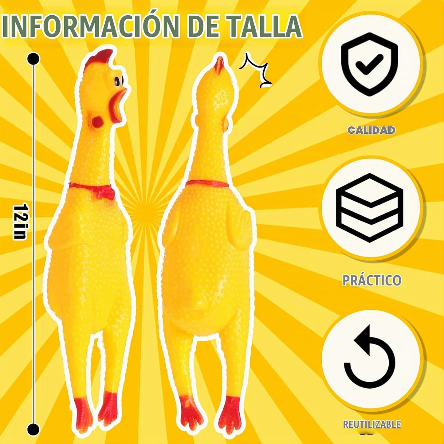 Honoson - Juguete de goma para perro de pollo gritando de 12 pulgad...