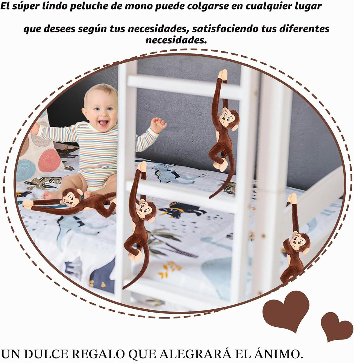 zhidiloveyou 4 piezas de peluche de mono colgante de peluche lindo...