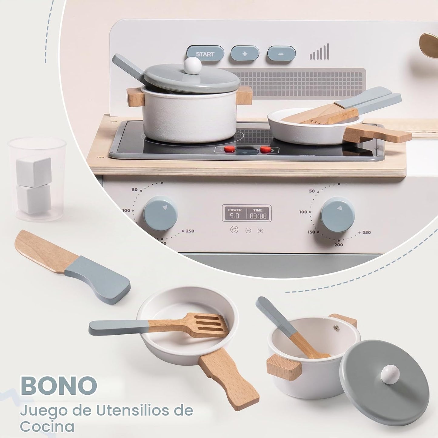 ROBOTIME Juego de cocina para niños pequeños, juego de cocina de ma...