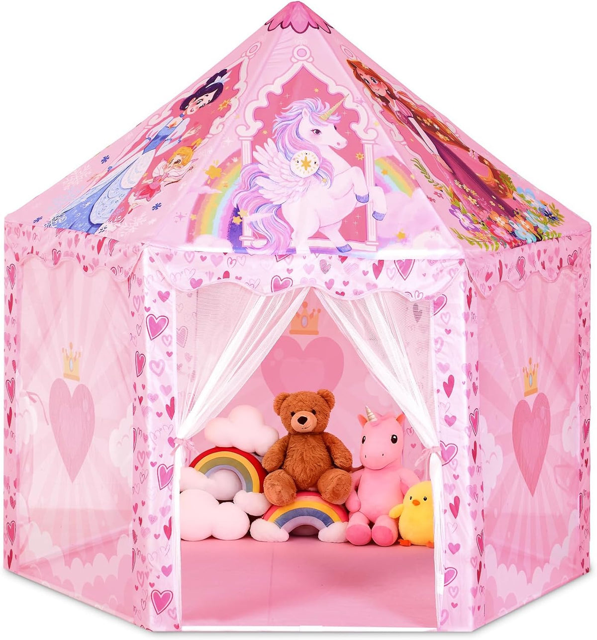 Hamdol Tienda de campaña hexagonal de princesa para niñas, gran cas...