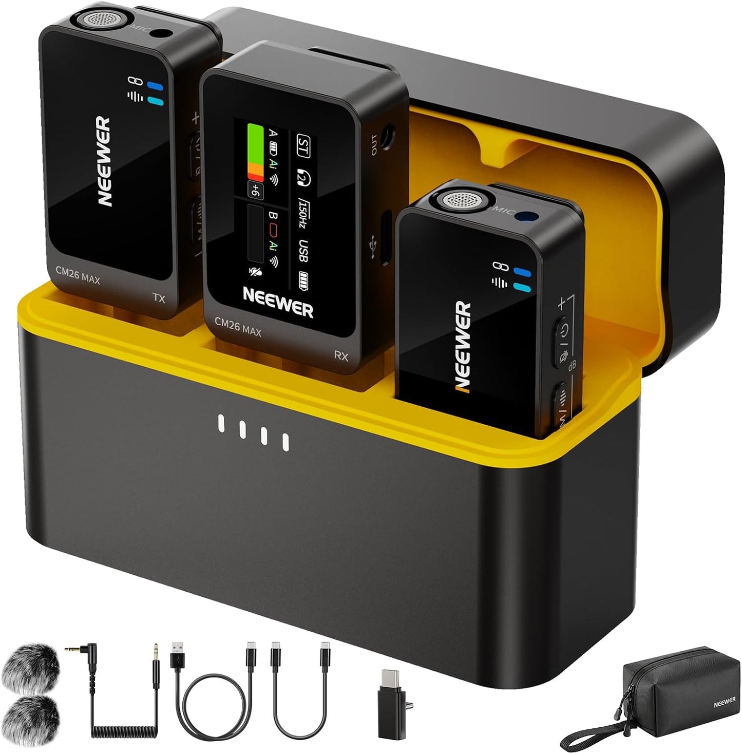 NEEWER CM26 MAX AI - Micrófono inalámbrico Lav compatible con iPhon...