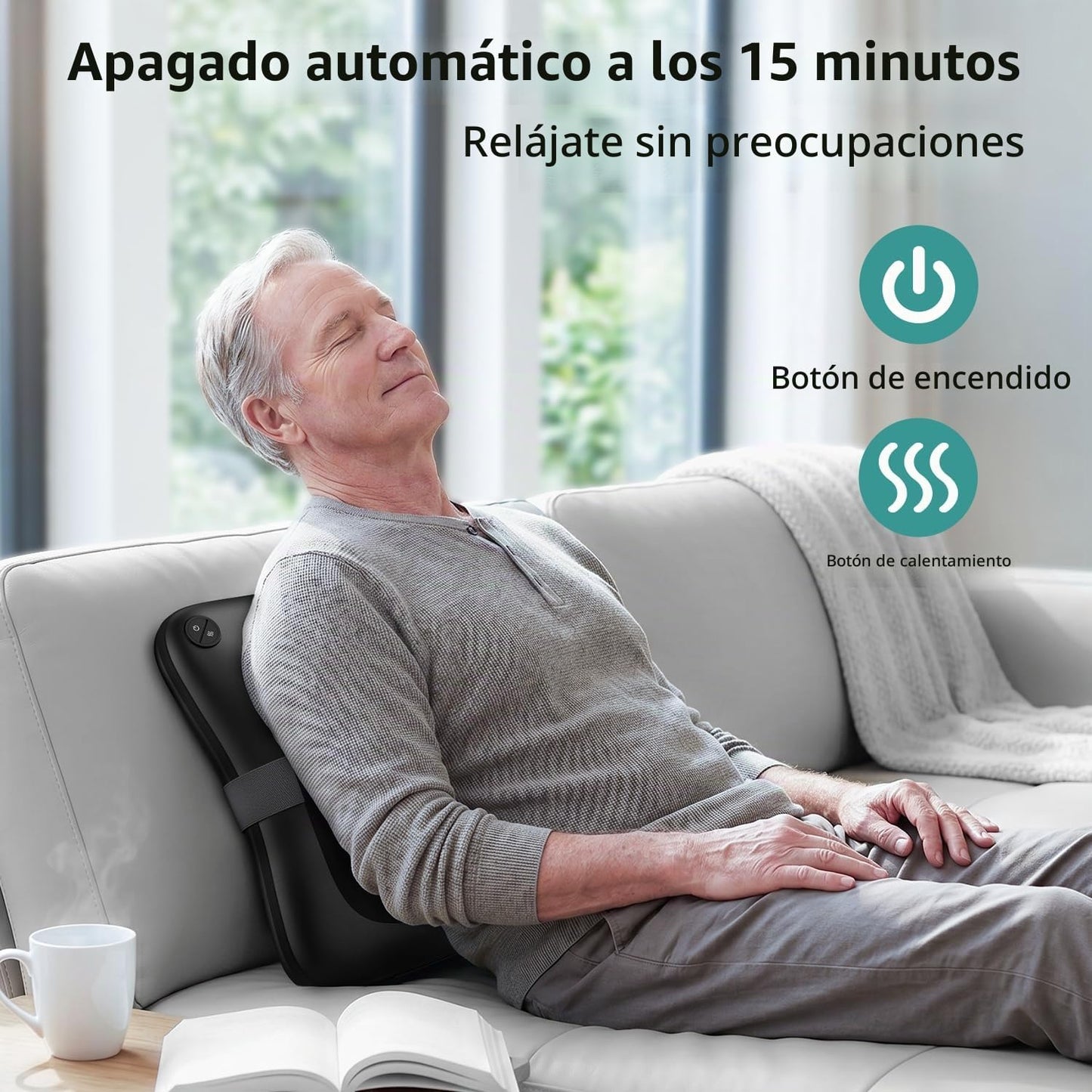 Masajeador de espalda inalámbrico Nekteck con calor para aliviar el...