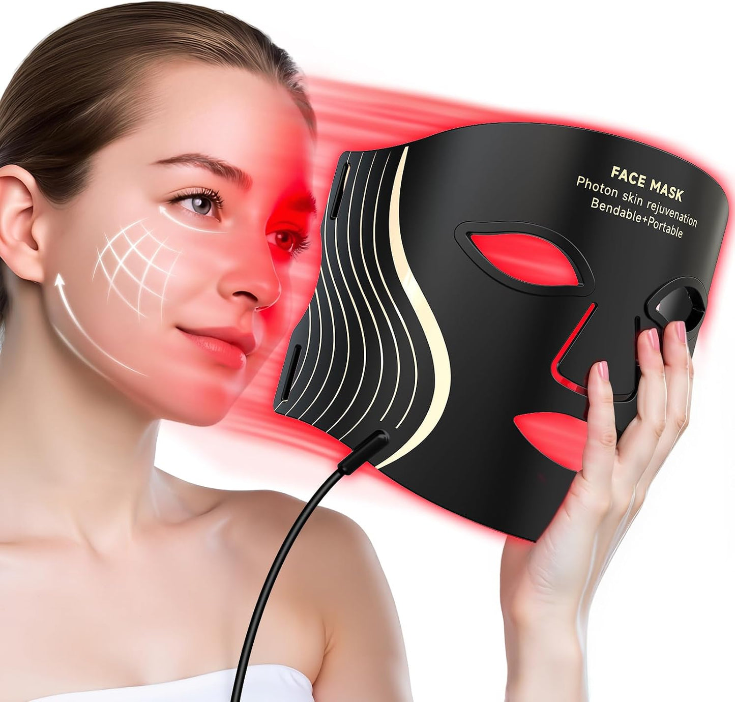 Máscara de terapia de luz roja para cara, 7 colores, máscara facial...
