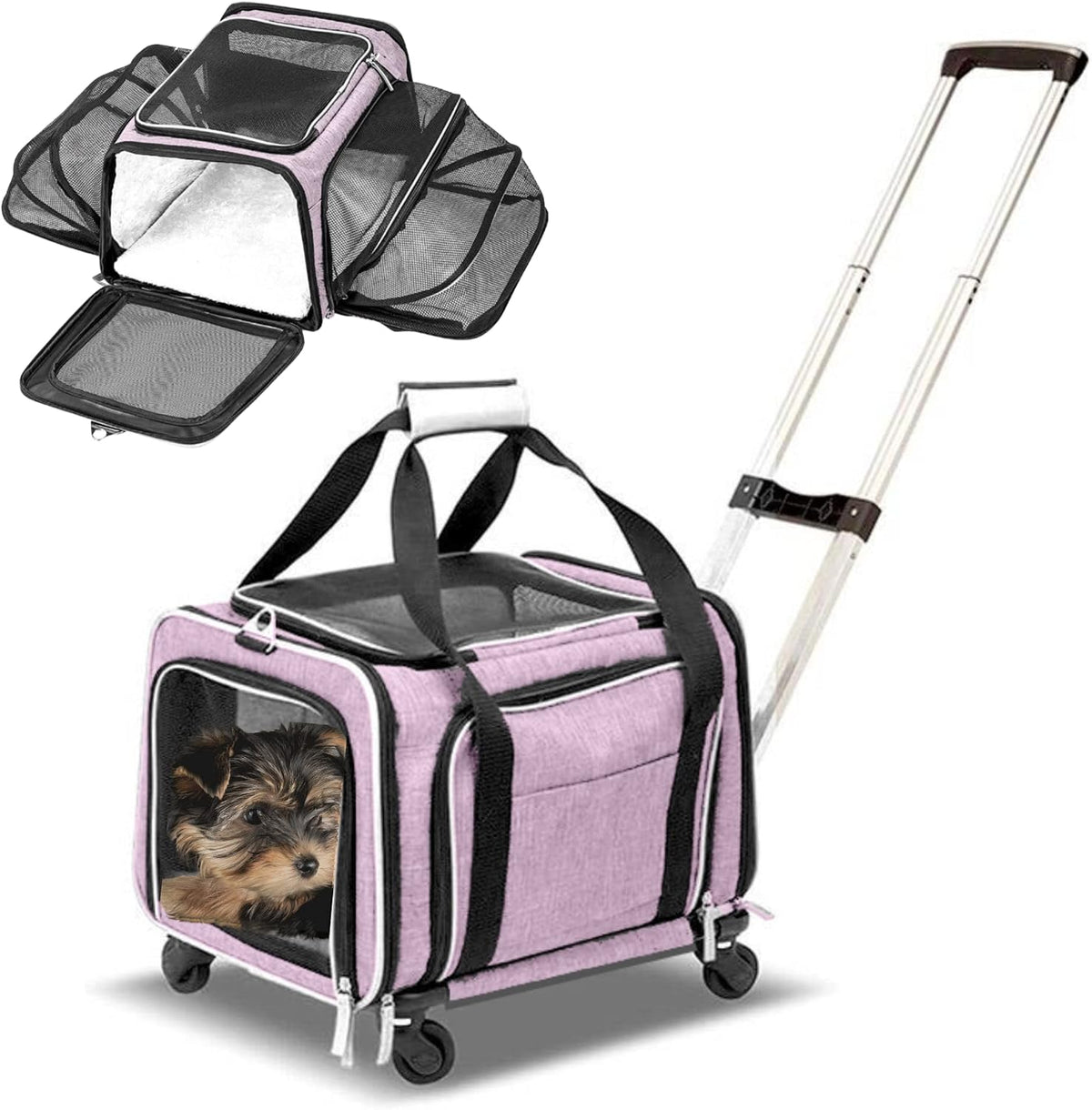RUFF LIFE 101 Transportador de mascotas premium expandible con rued...
