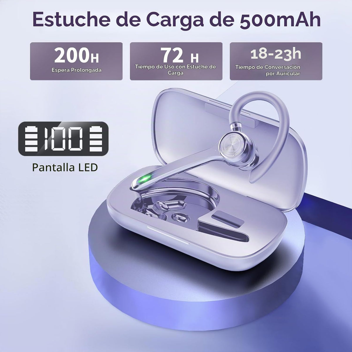 Auriculares Bluetooth HEIBAS, auricular inalámbrico con micrófono p...