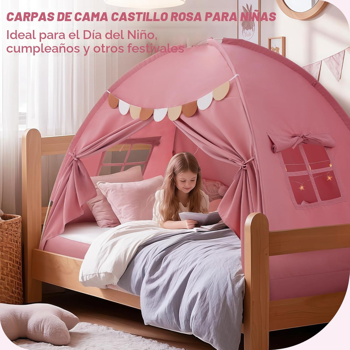 Tienda de campaña para cama individual, toldo para niños y niñas, t...