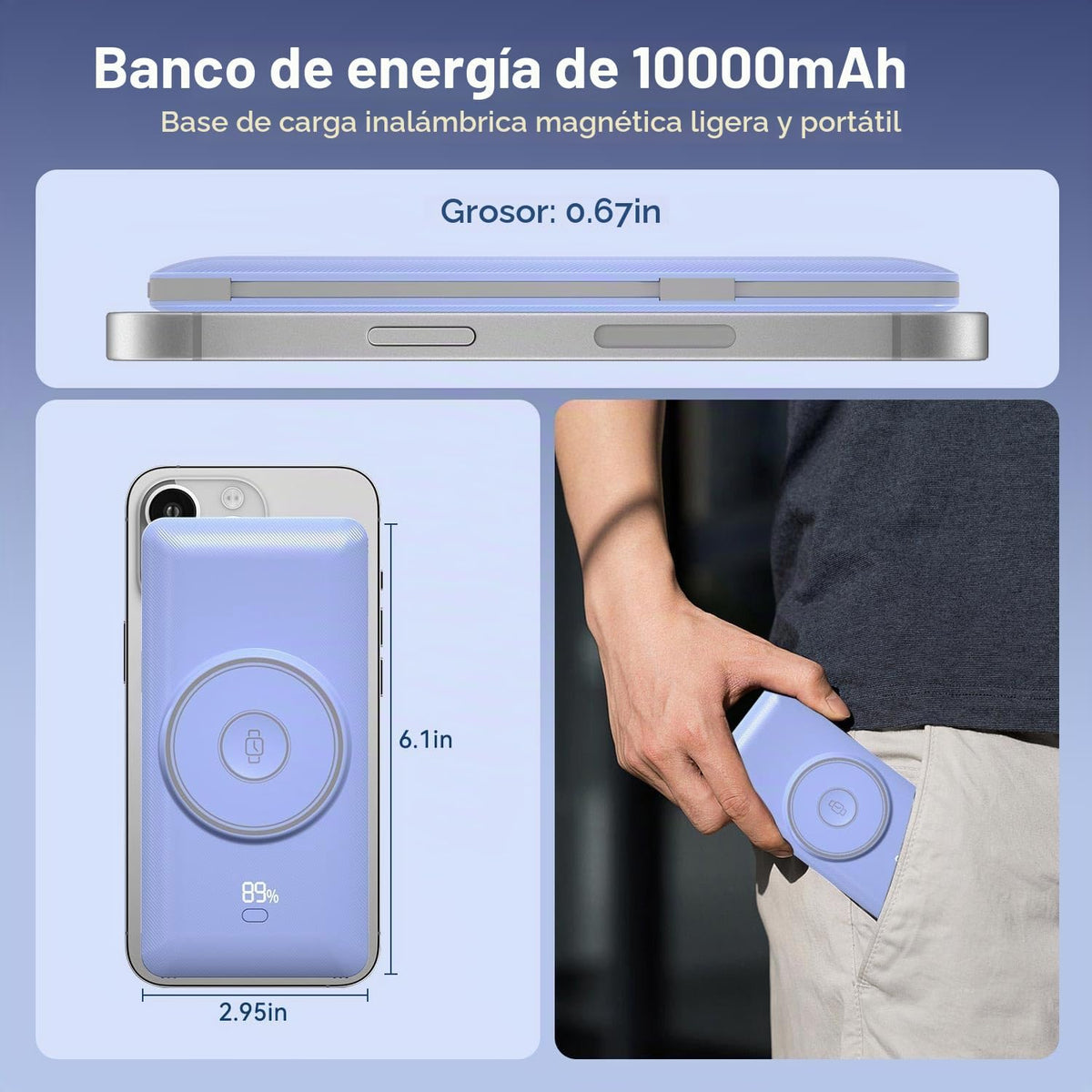 LUCKYFELLOW Banco de energía inalámbrico para teléfonos y Apple Wat...