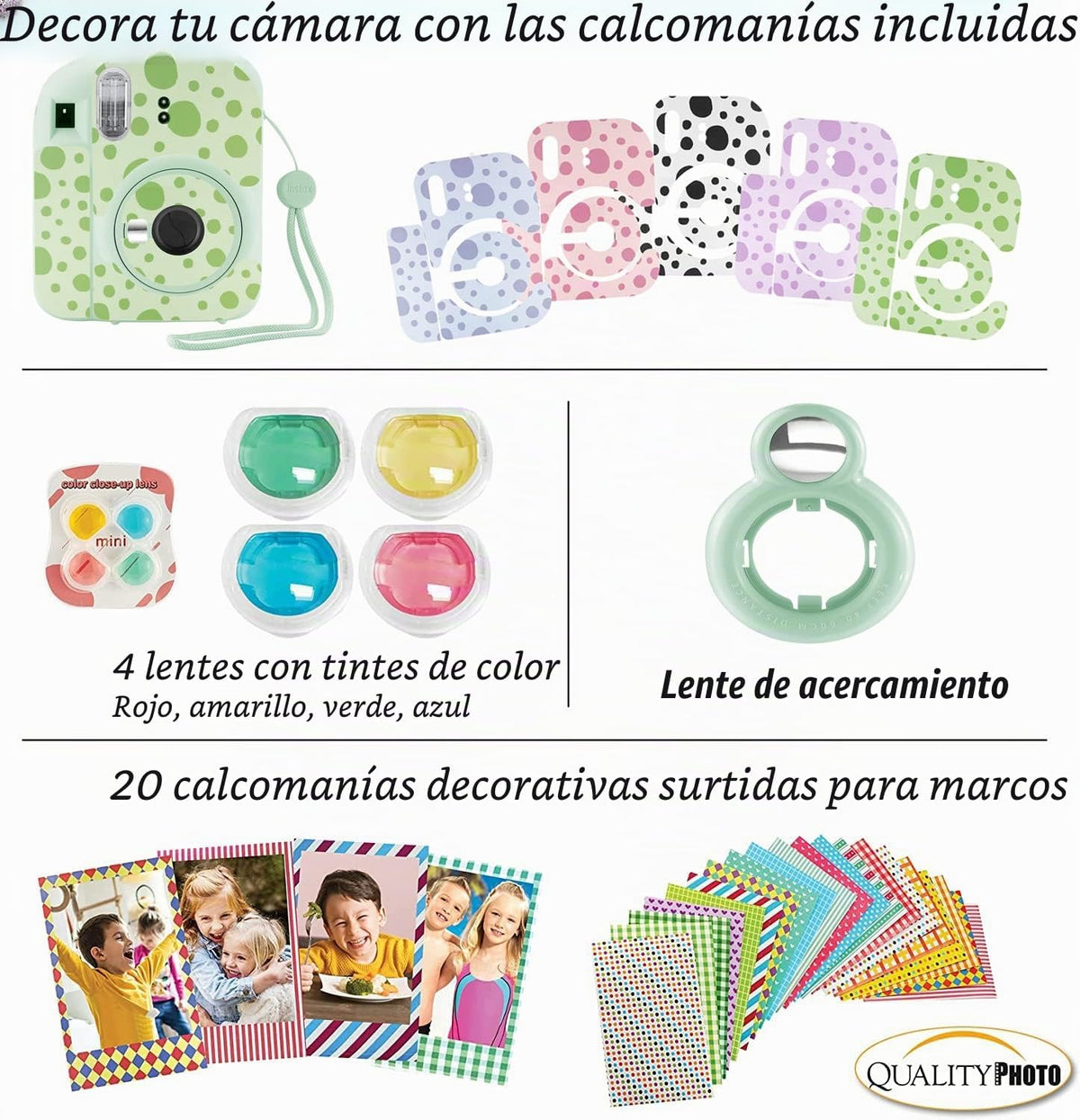 Fujifilm Cámara instantánea Instax Mini 12 con funda, calcomanías d...